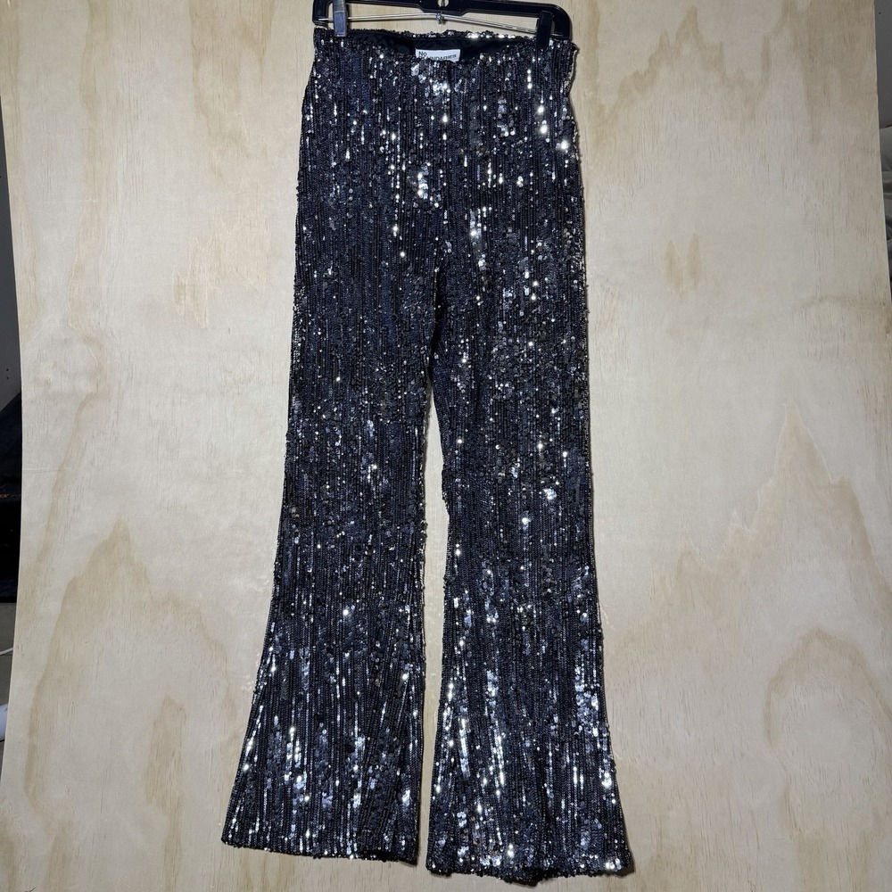 No Boundaries Black Sequin Flare Pants Womens Medium‎ Disco Party Festival Y2K